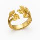 Handmade Brass Leaf Designer Ring for Women with 22k Gold Plating Gift Jewelry